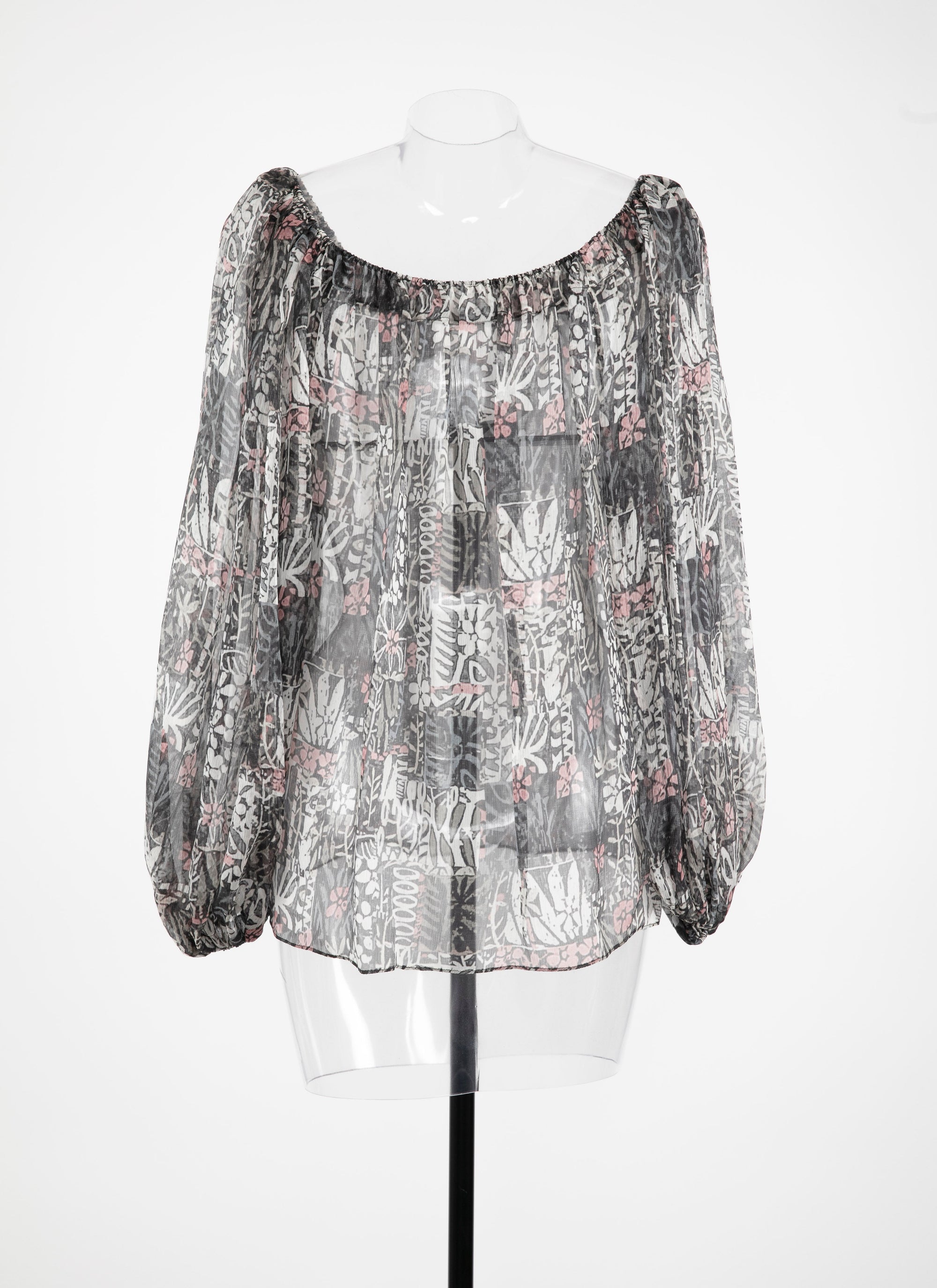 Loose-fitting blouse with pleated texture - Multicolour