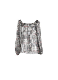 Loose-fitting blouse with pleated texture - Multicolour