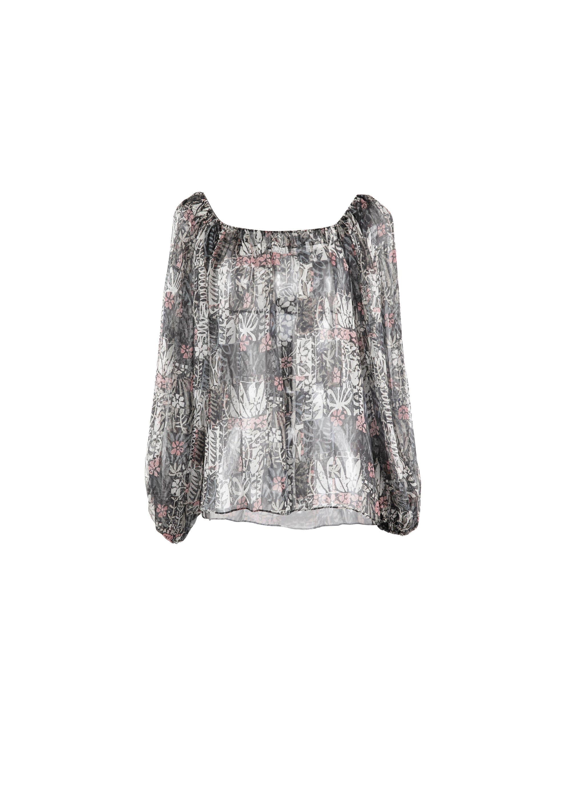 Loose-fitting blouse with pleated texture - Multicolour