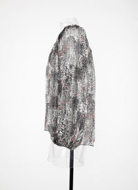Loose-fitting blouse with pleated texture - Multicolour