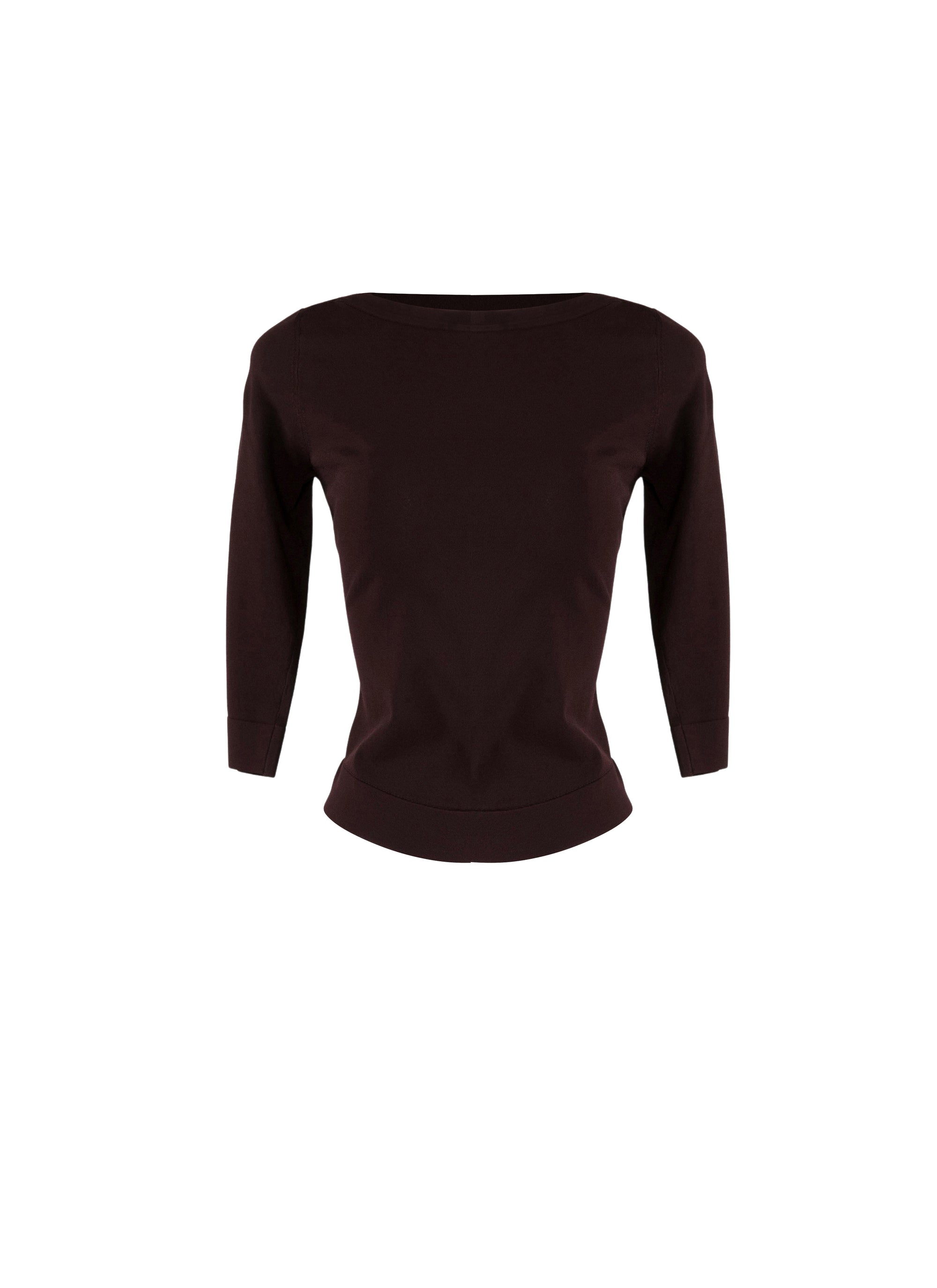 3/4 sleeve knitted jumper - Dark Brown