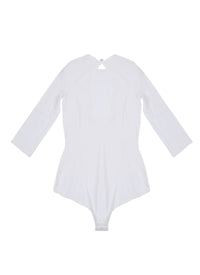 3/4 sleeve bodysuit with exposed back - White