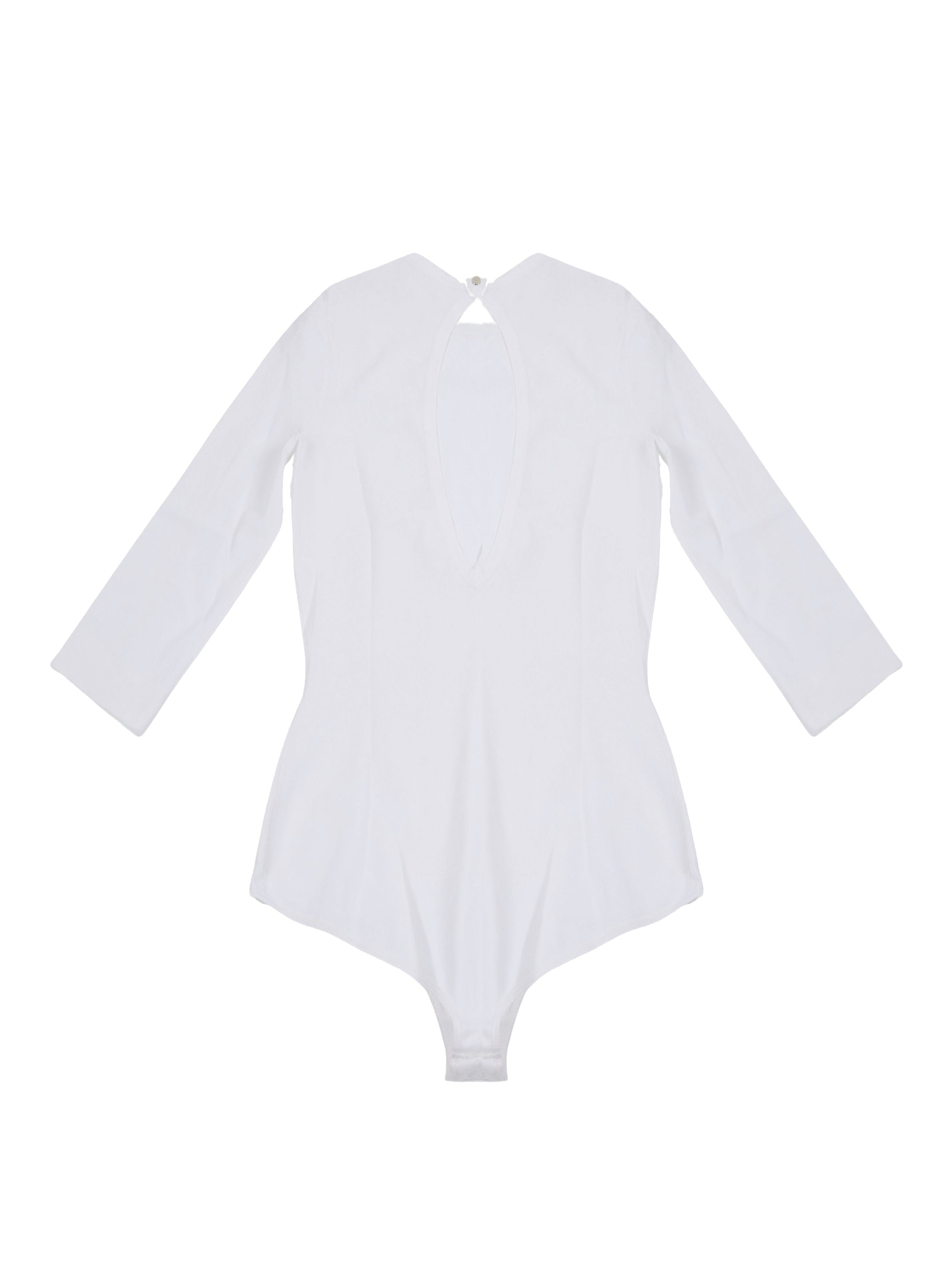 3/4 sleeve bodysuit with exposed back - White