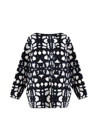 Pull oversize à motif guépard en maille - Bleu