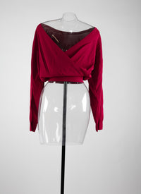 Iconic knitted bat-sleeve jumper - Magenta