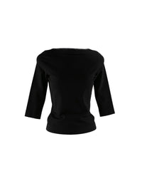 Fitted top with three-quarter length sleeves - Black intense