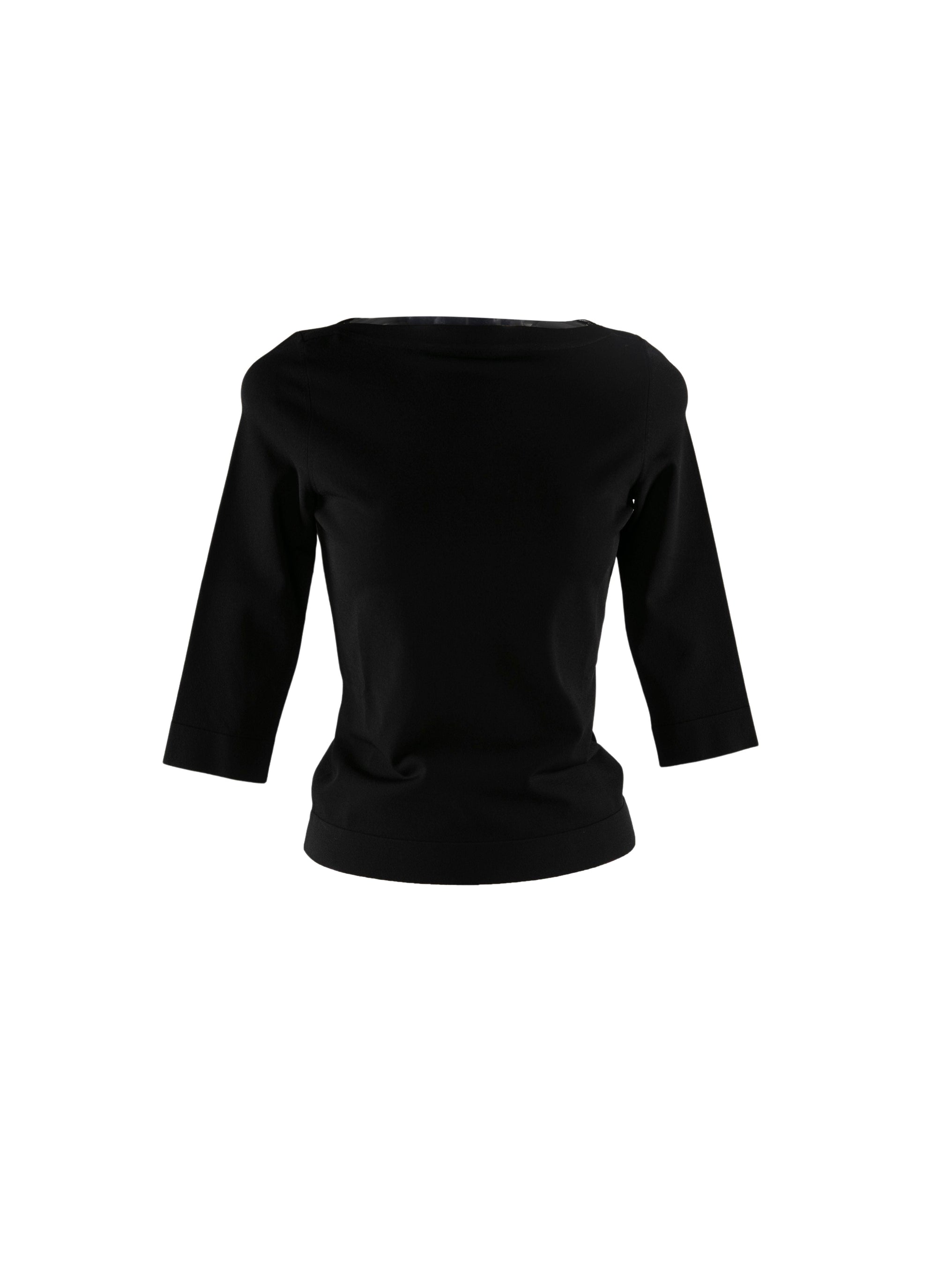 Fitted top with three-quarter length sleeves - Black intense