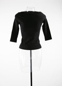 Fitted top with three-quarter length sleeves - Black intense