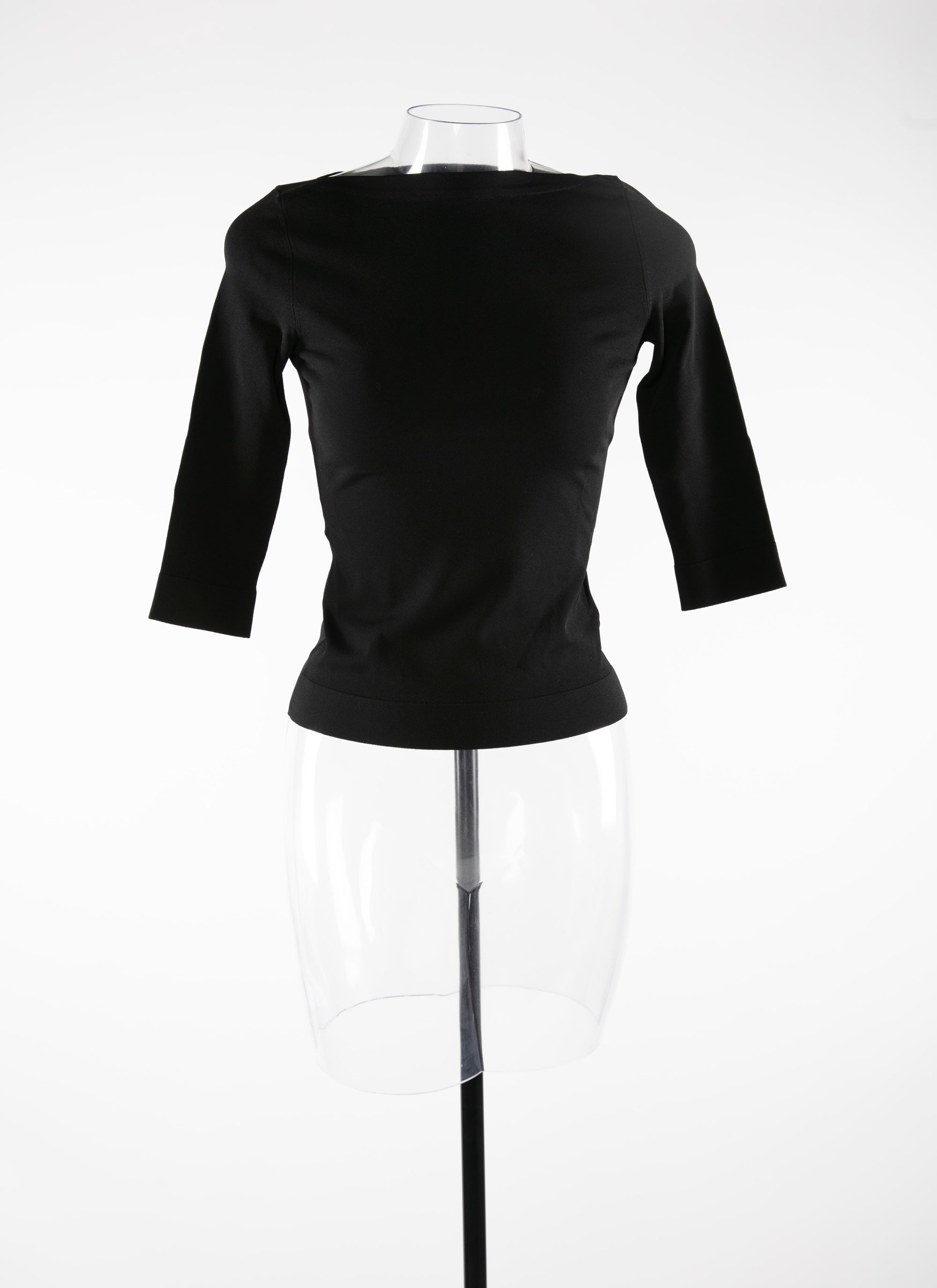 Fitted top with three-quarter length sleeves - Black intense