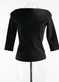 Fitted top with three-quarter length sleeves - Black intense
