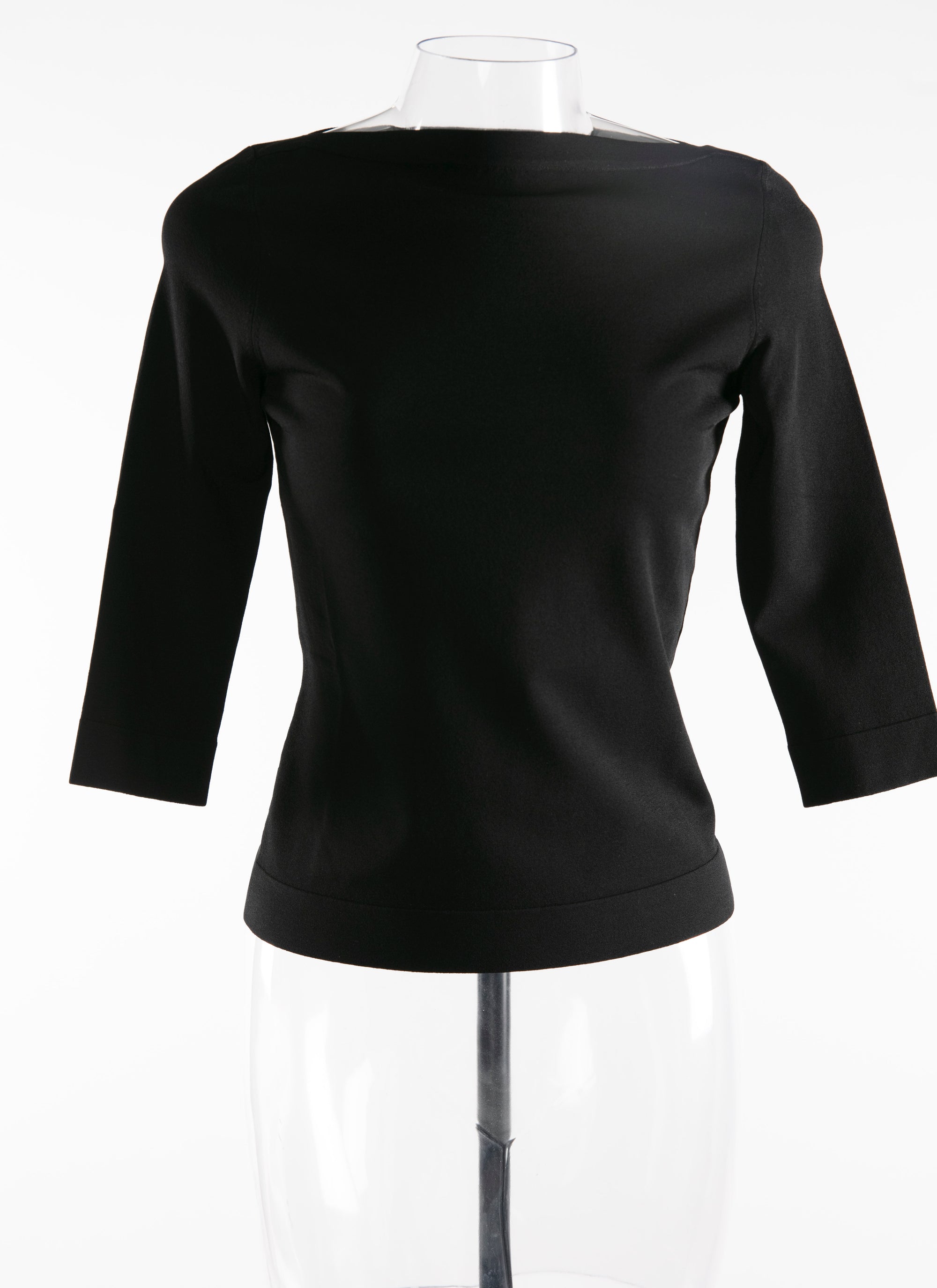 Fitted top with three-quarter length sleeves - Black intense