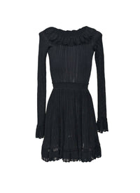 Dress with ruffled collar and lace details - Black
