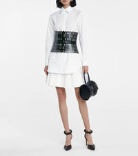 Fitted and pleated shirt in Japanese poplin - White