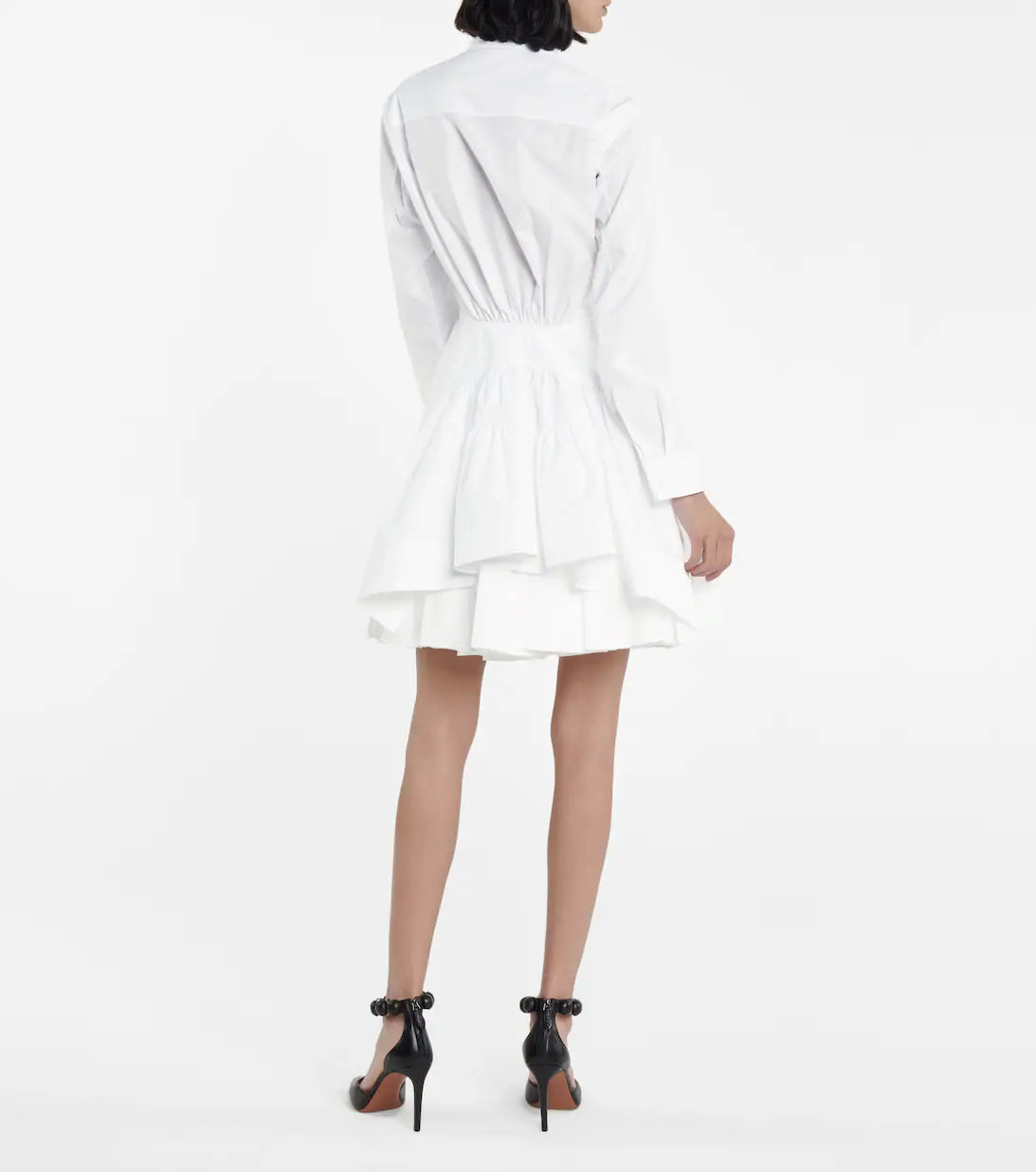 Fitted and pleated shirt in Japanese poplin - White
