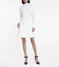 Fitted and pleated shirt in Japanese poplin - White