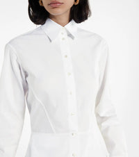 Chemise cintrée et plissée en popeline japonaise - Blanc Neige
