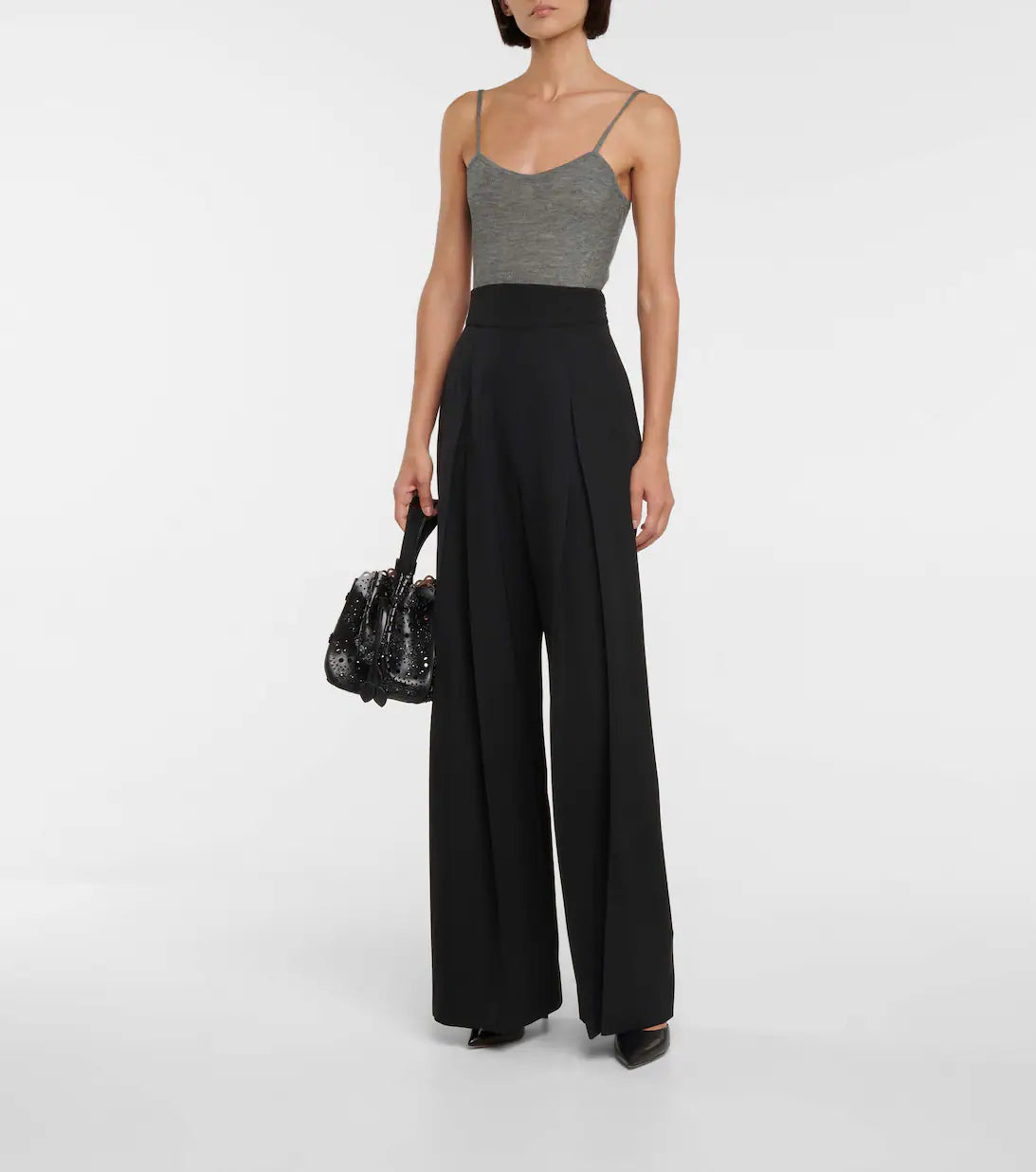 Body sans manches à bretelles en cachemire - Gris chiné