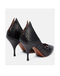 Escarpins 90 en cuir ajourées - Noir