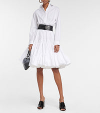 Cotton Poplin Belted Shirt - White