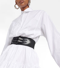 Cotton Poplin Belted Shirt - White