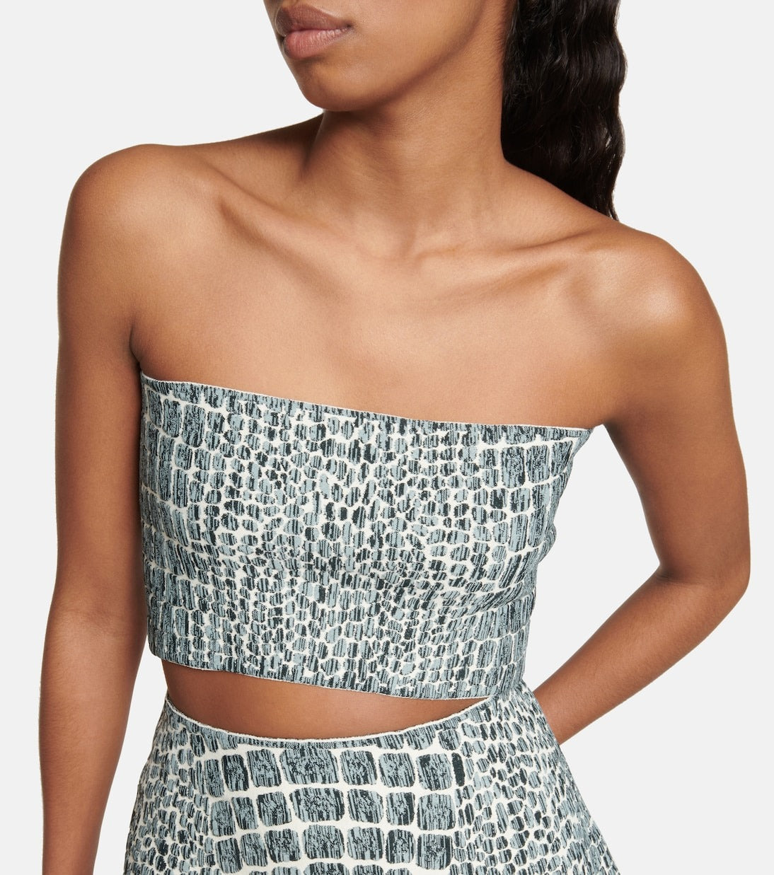 Croco jacquard bra - Black & Brown