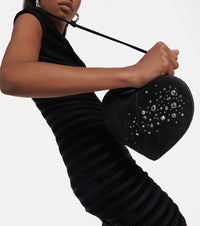 Le Coeur small leather and crystal bag - Red