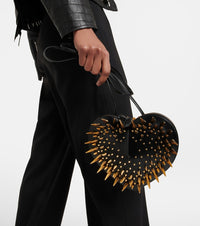 Le Coeur small studded leather bag - Black