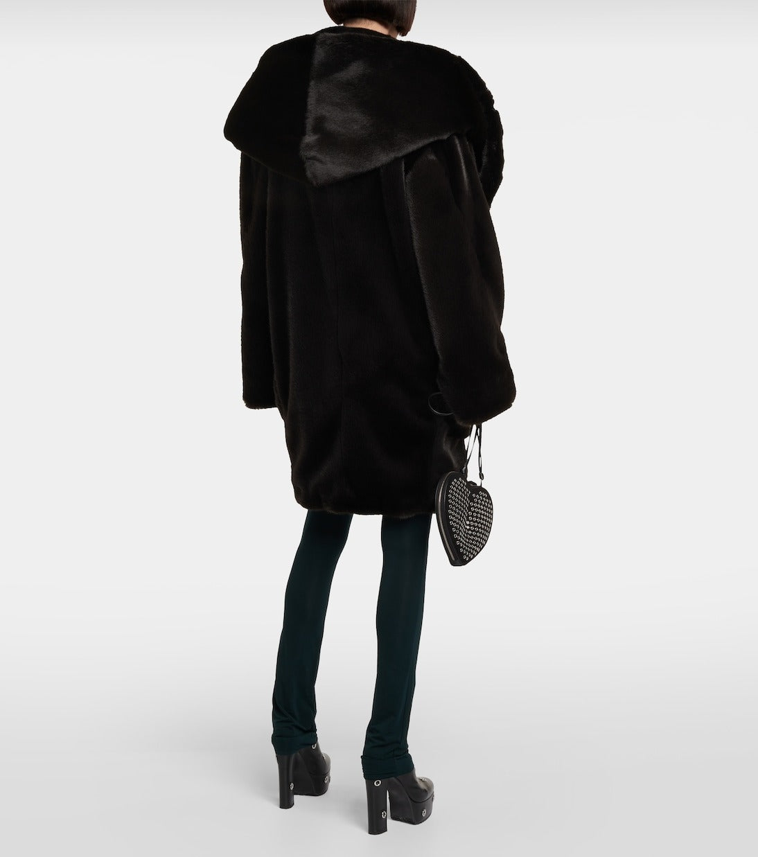 Faux fur duffle coat - Ebony