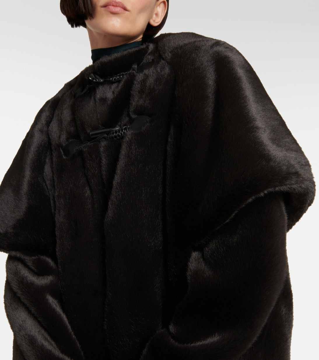 Faux fur duffle coat - Ebony