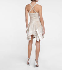 Robe ballerine à bretelles croisées - Beige & Blanc