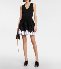 Two-tone herringbone dress - Black & White