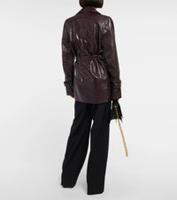 Midi trench coat with embossed crocodile print - Burgundy