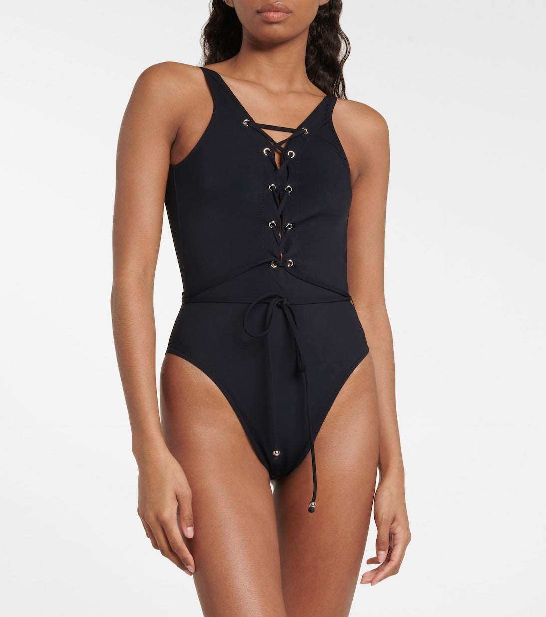 Maillot de bain lacé sculptant - Noir Alaïa