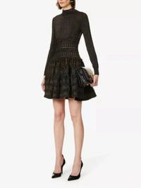 Fitted dress in wool - Black & Gold