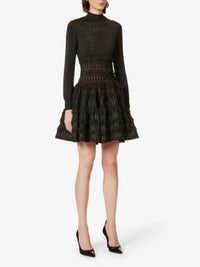 Fitted dress in wool - Black & Gold