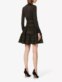Fitted dress in wool - Black & Gold