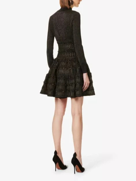 Fitted dress in wool - Black & Gold