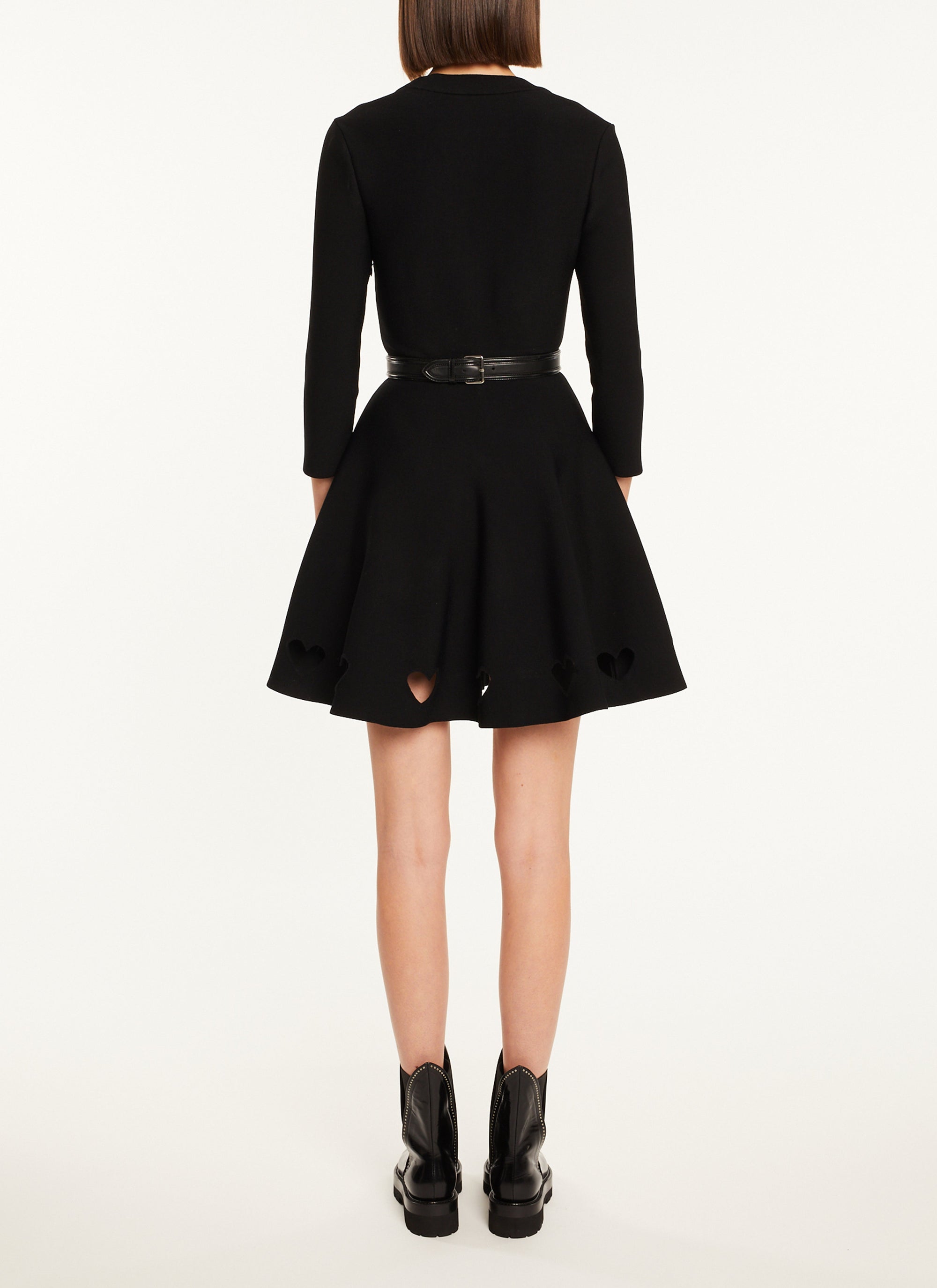 Robe patineuse courte à découpes en cœur - Noir Alaïa