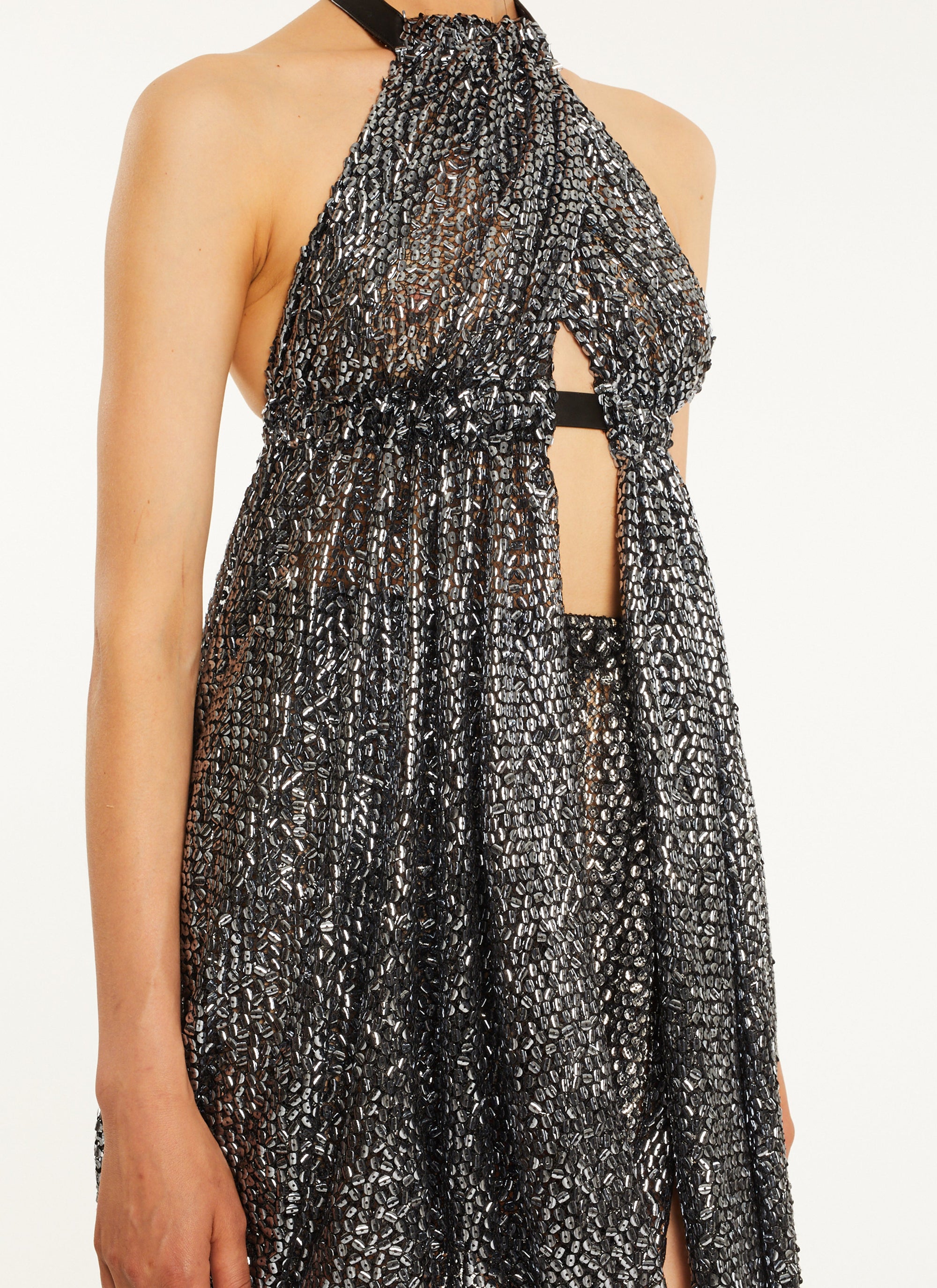 Robe déesse à paillettes métallisées - Acier