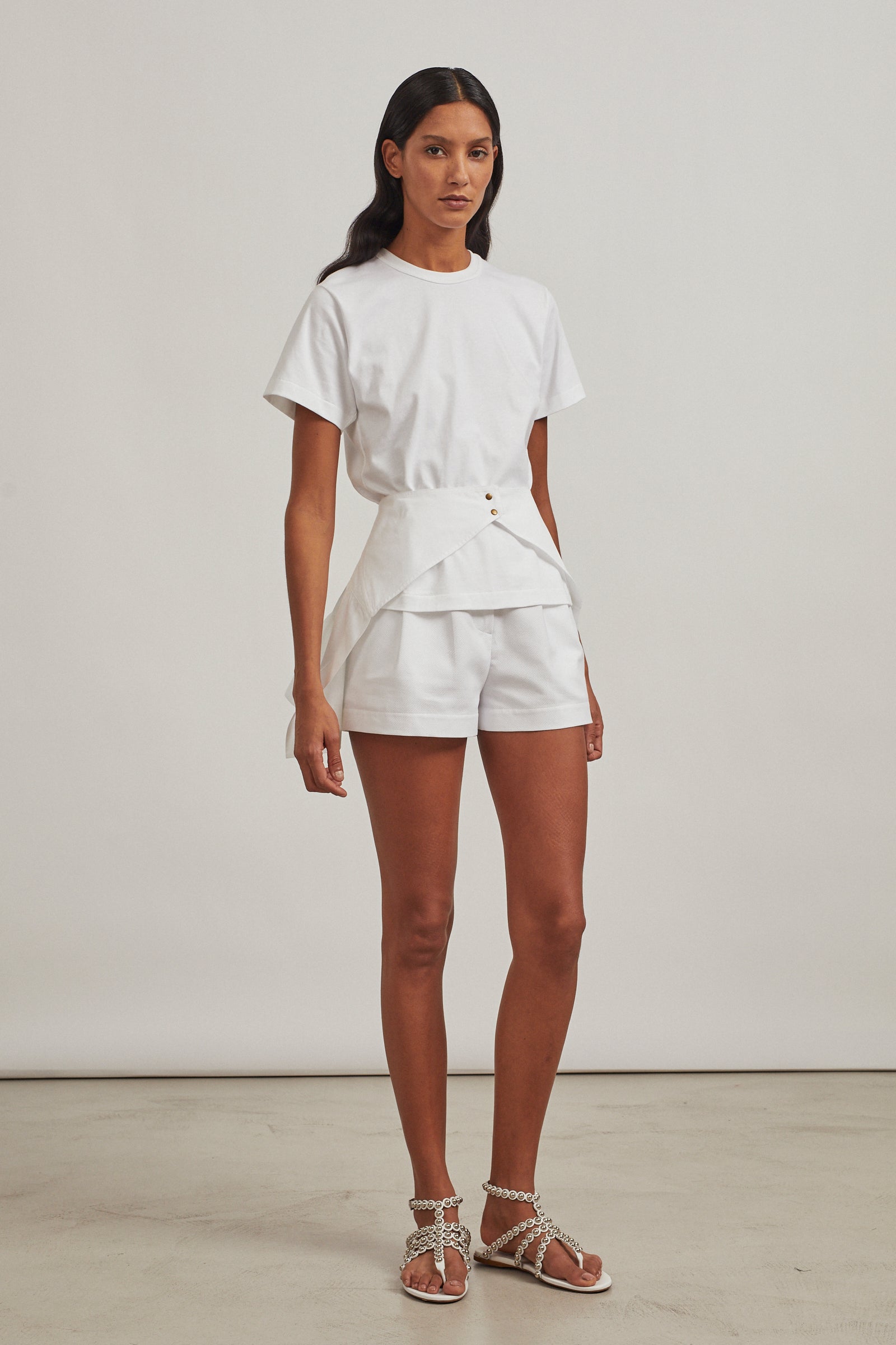 T-shirt long structuré - Blanc