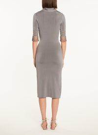 Polo neck midi-length dress - Steel