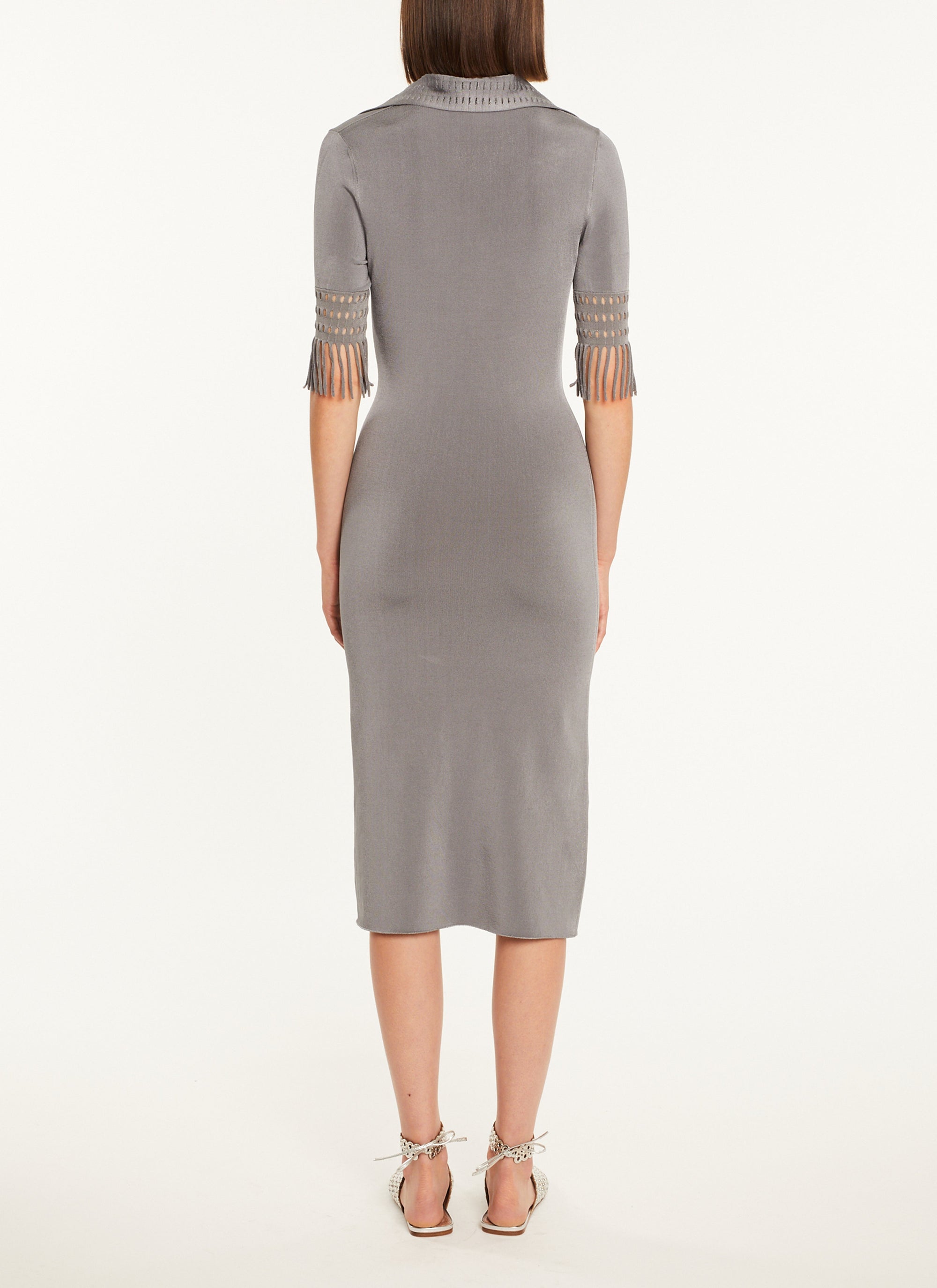 Polo neck midi-length dress - Steel