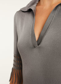 Robe mi-longue à col polo - Marine