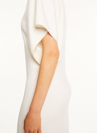Silk and wool short sleeve hanger dress - White