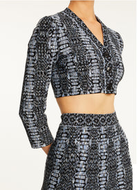 Python print cropped cardigan - Black & Pink