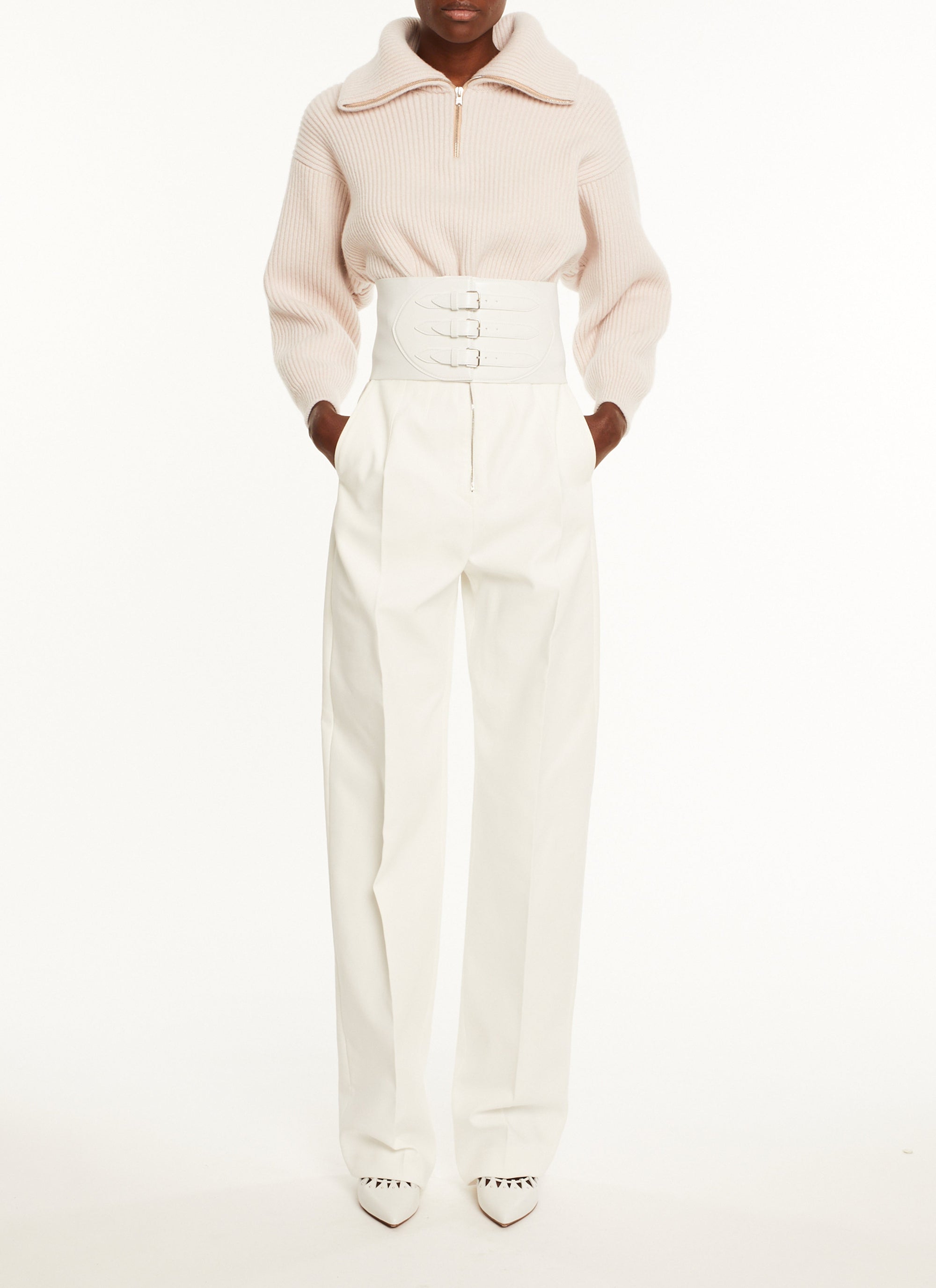 Wool and cashmere zip-neck jumper - Candy