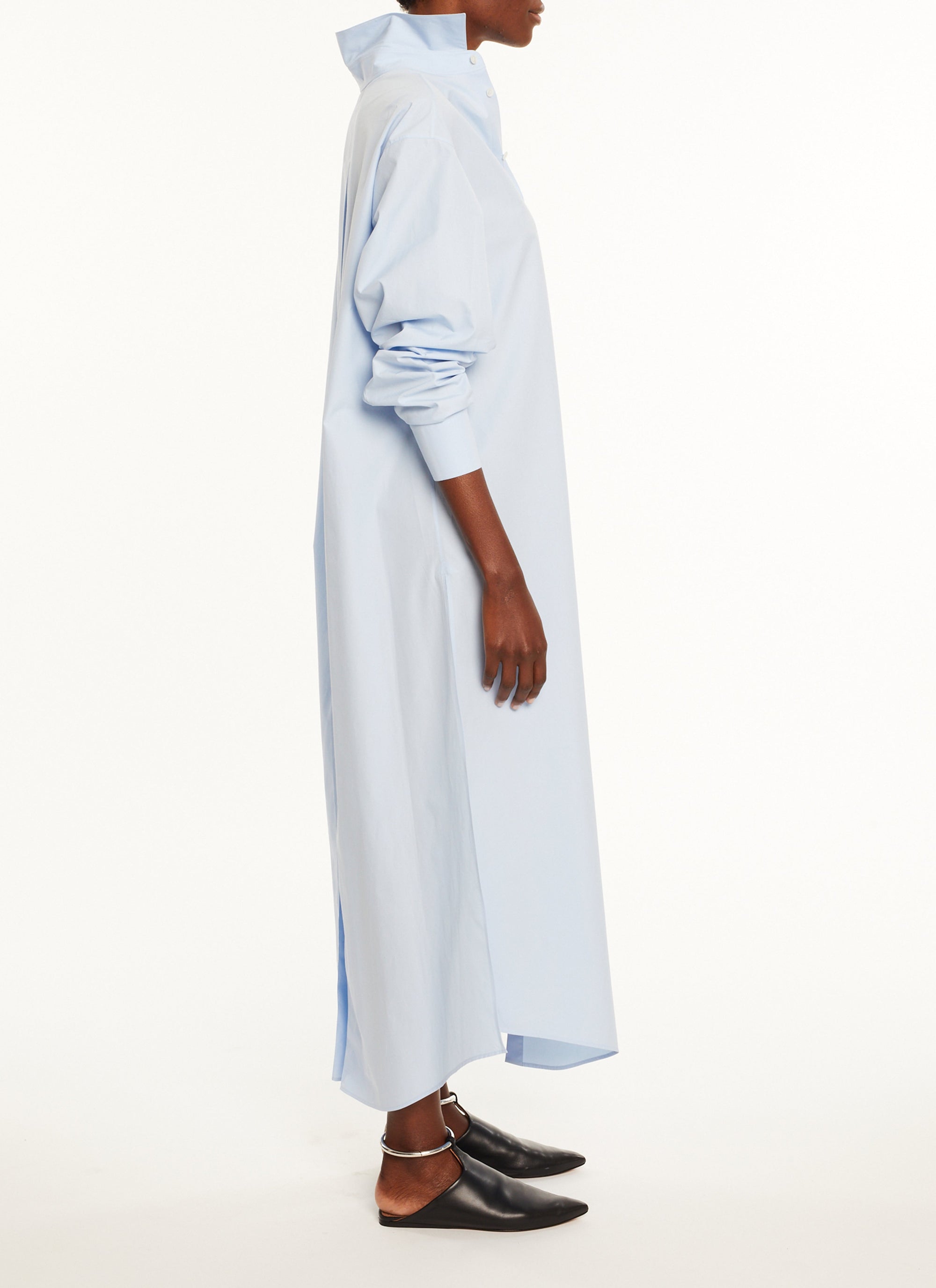 Robe chemise droite unie - Ciel