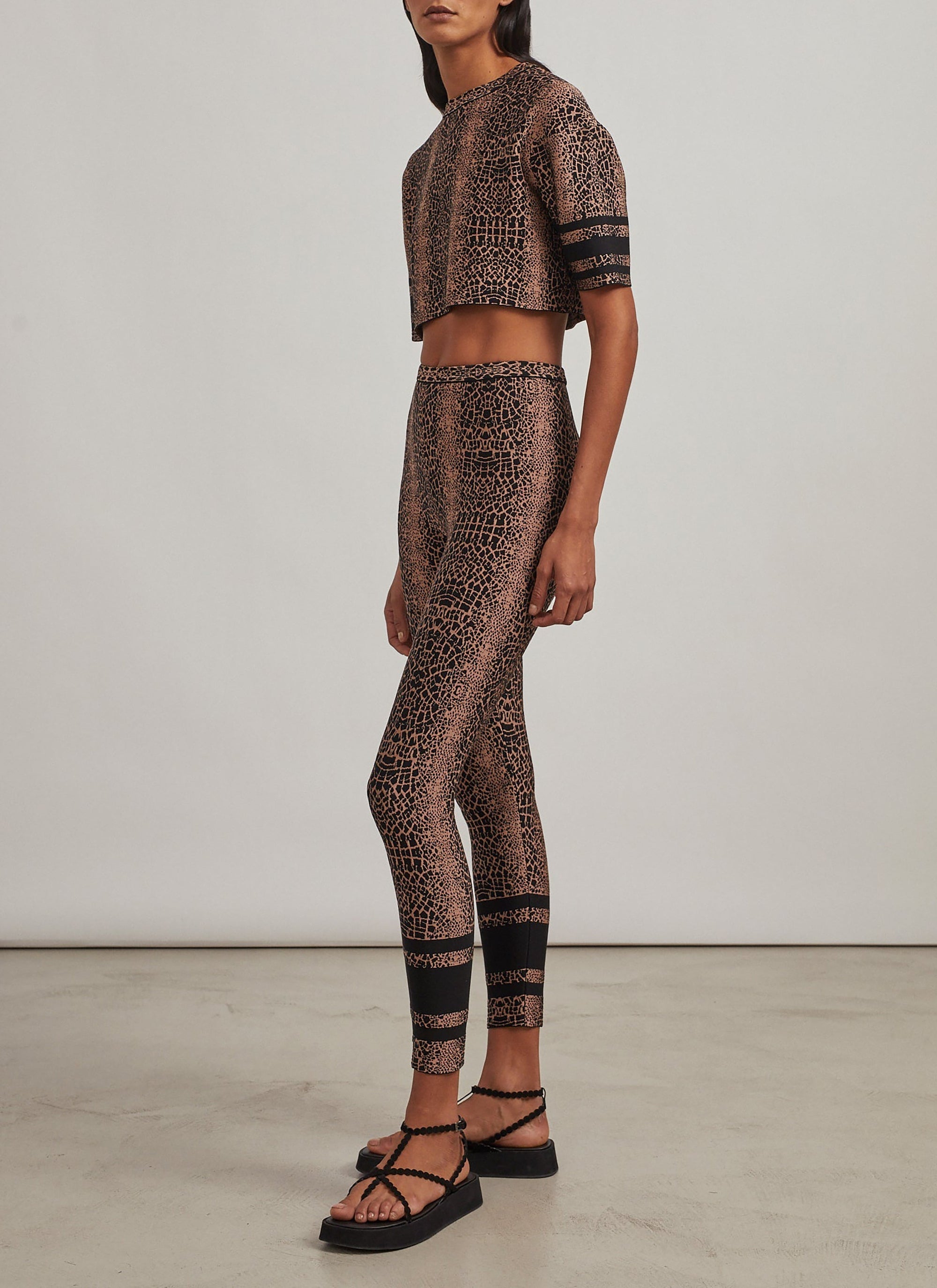 Animal print leggings - Black & Flesh