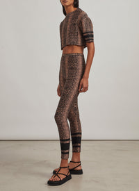 Animal Jacquard Knit Short Sweater - Black & Flesh