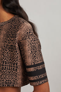 Pull court en maille jacquard animalier - Noir & Chair